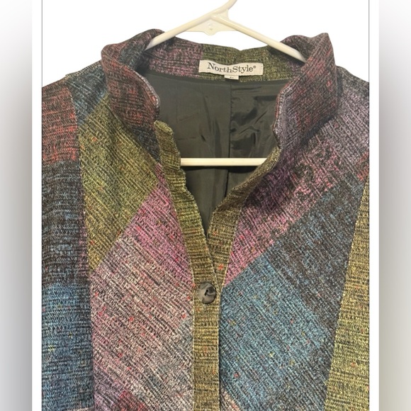 NorthStyle Patchwork Button Down Versatile Shacket SzL Multicolor New - Picture 4 of 13